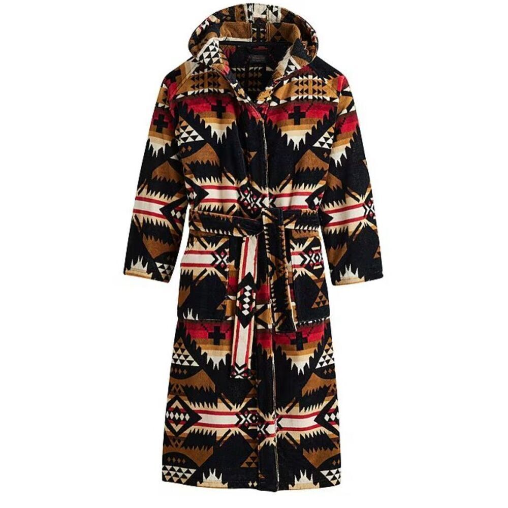 NWT Pendleton Unisex Patterned Long Sleeve Plush Terry Velour Robe Size S/M